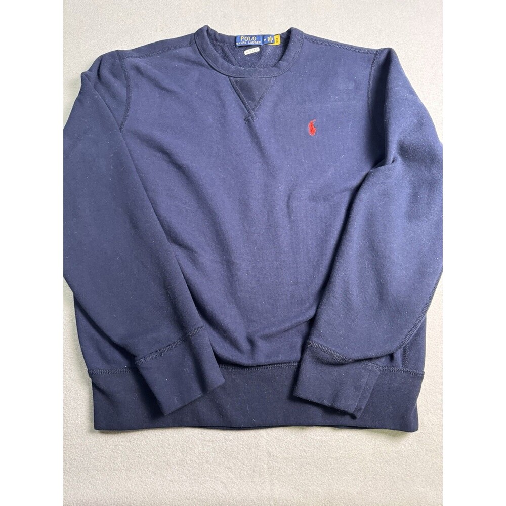 Polo Ralph Lauren Mens Navy Blue Fleece Lined Crewneck Sweatshirt Size M